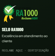 Selo RA1000 — excelência em atendimento ao cliente